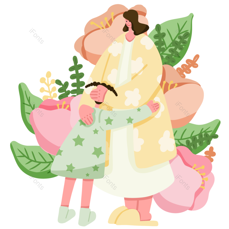 节日图片,母亲节元素,手绘人物PNG,卡通人物免抠素材